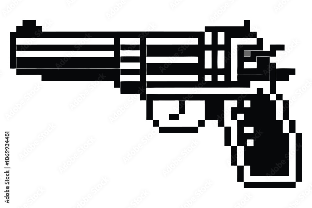 Fototapeta premium Classic Pixel Art Revolver for Retro Gaming and Digital Media Projects