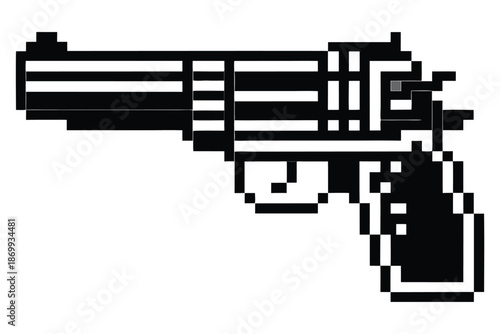 Classic Pixel Art Revolver for Retro Gaming and Digital Media Projects