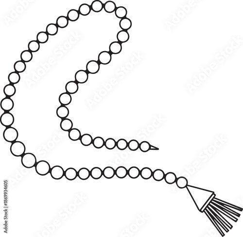 Illustration of a decorative chain with circular links and a tassel ending