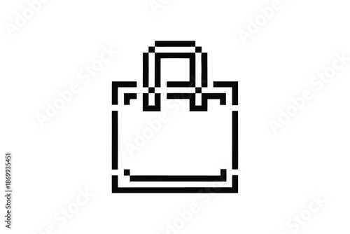 RPG Inventory Bag Pixel Art Silhouette Icon for Fantasy Game Interface