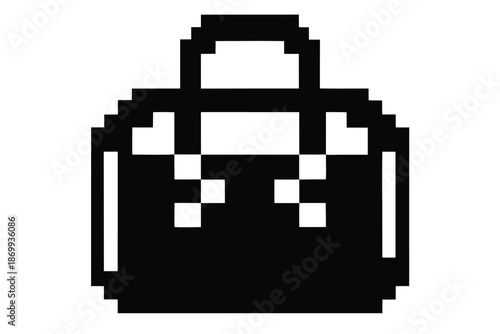 Black and White Pixel Silhouette of an RPG Inventory Pouch Storage Bag