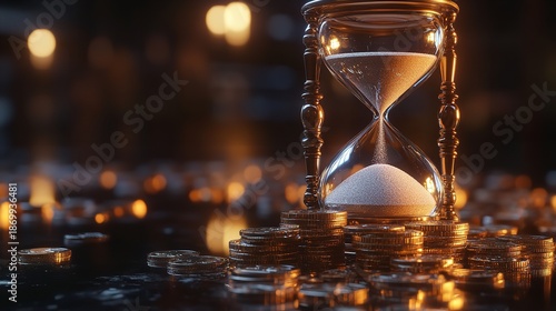 Wallpaper Mural Hourglass on Coins Representing Time and Money Torontodigital.ca