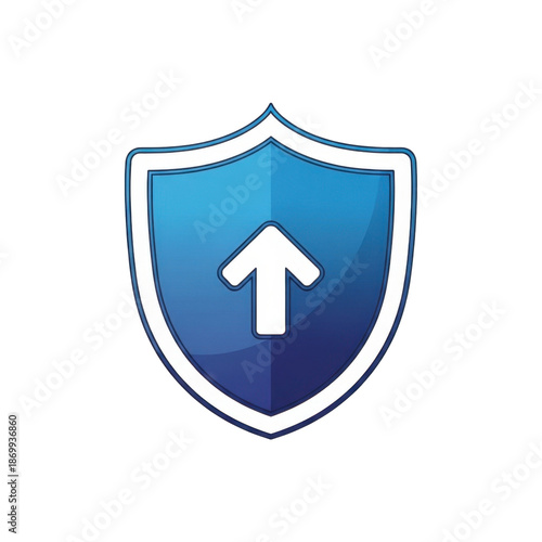 Free Download Blue shield with upward arrow - GFXLoad