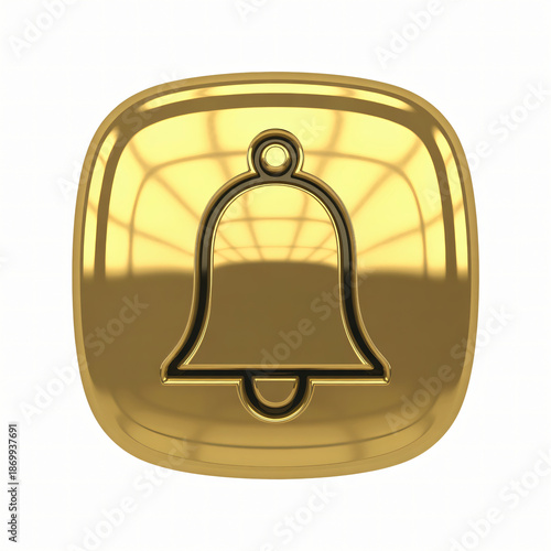 gold notification bell icon isolated on white background alert concept