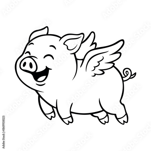 Flying Lines Pig Illustration Character Vector Logo Template