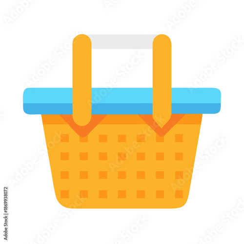 Stylized orange basket with handle, on black background for product mockups.