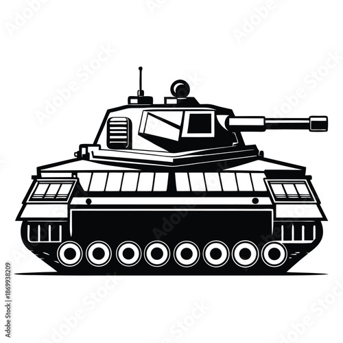 Stylized army tank illustration with industrial design and heavy artillery details for gaming