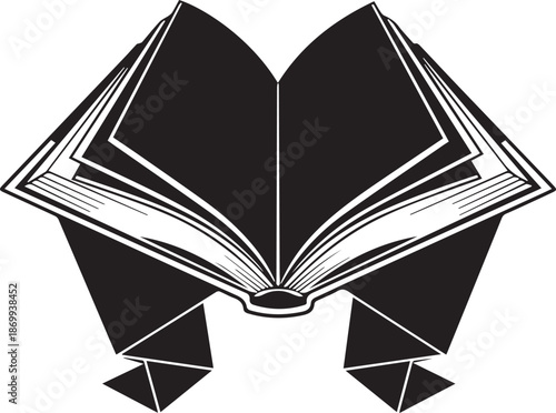 An open book with pages fanned out in a decorative illustration style