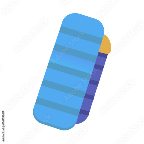 Illustration of a blue and yellow sleeping bag for outdoor activities