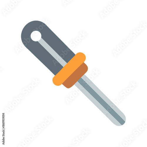 Stylized illustration of a screwdriver on a black background, repair and maintenance
