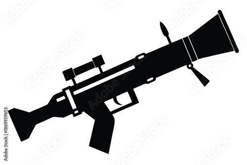 RPG Rocket Launcher Silhouette Vector for Army Warfare and Heavy Weapon Tactical Design