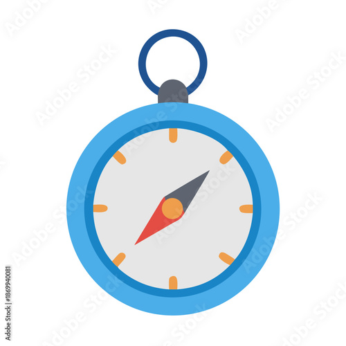 Flat style compass icon, minimalist design and navigation, blue and red, on black