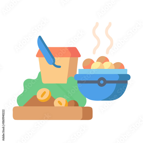 Flat Illustration of Food Ingredients and Meals for Cooking Presentation