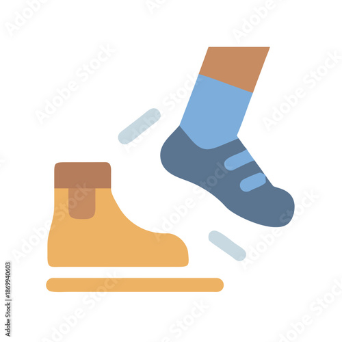 Cartoon Footwear Pair Illustration Emphasizing a Shoe Design with Visual Motion