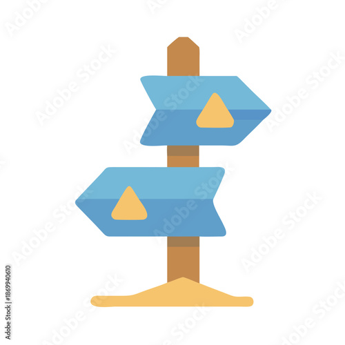 Directional Sign Post Icon with Arrows in Blue and Yellow Color Palette