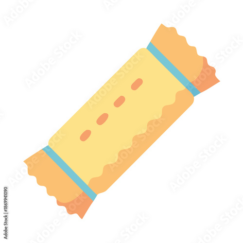 Stylized Yellow Candy Bar Package with Blue Stripe Accent on Black Background