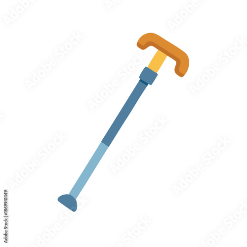 Blue and brown walking cane against a black background for accessibility