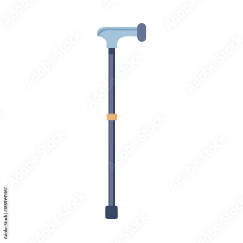Minimalist vector illustration of a light blue medical walking cane on black background