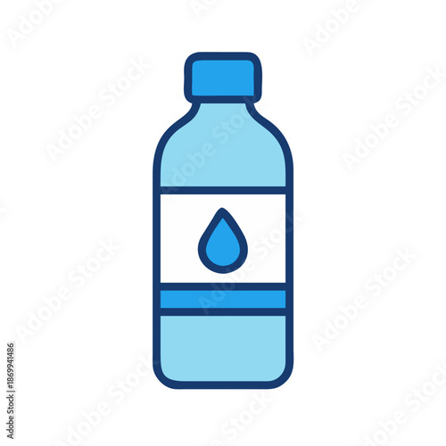 Minimalist Water Bottle Icon Design with a Blue Water Drop Element