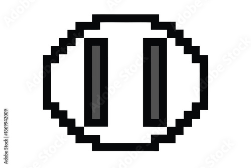 Minimalist Pixel Silhouette Pause Icon Vector Illustration on White Background