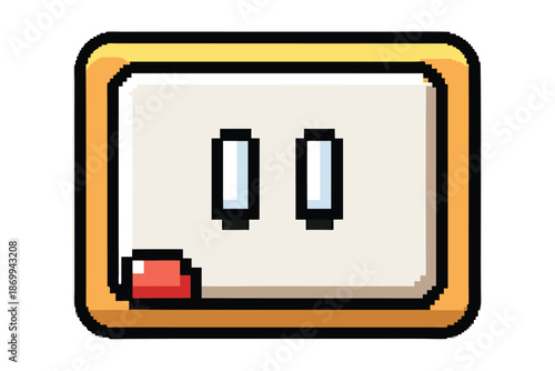 Monochromatic Pixel Silhouette Pause Icon Vector Graphic on White Background