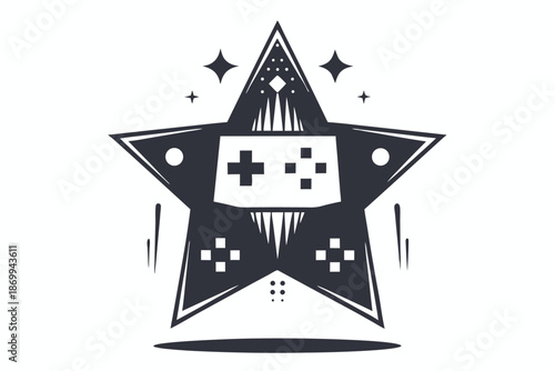 Pixelated Star Icon Vector Graphic for Score or Ranking on White