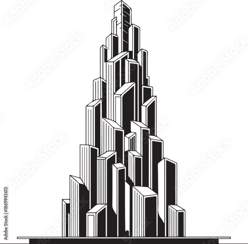 Modern skyscraper illustration viewed from below against a white background in eps format