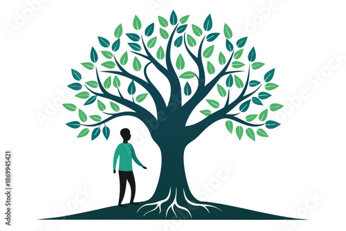 Tree Growing Silhouette - Symbolizing Personal Growth and Progress