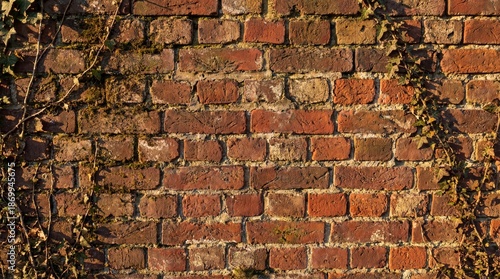Brick wall in the sunlight. Vintage architectural texture background