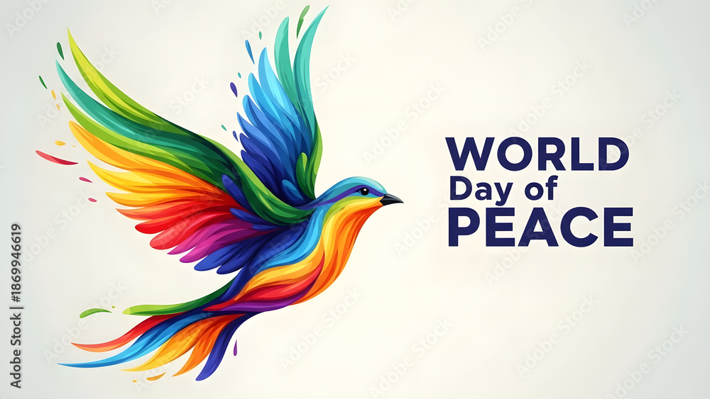 Fototapeta premium Vibrant bird soars on world day of peace january 1st