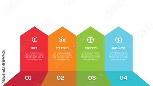 Abstract of graph, diagram with 4 steps, options, parts or processes. Vector business template for presentation