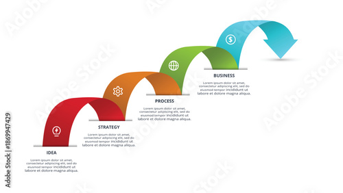 Abstract of graph, diagram with 4 steps, options, parts or processes. Vector business template for presentation