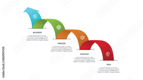 Abstract of graph, diagram with 4 steps, options, parts or processes. Vector business template for presentation