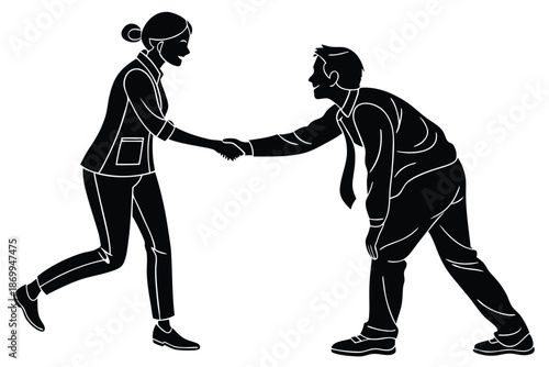 Business Deal, Partnership, Two People Shaking Hands Symbolizing Connection and Agreement