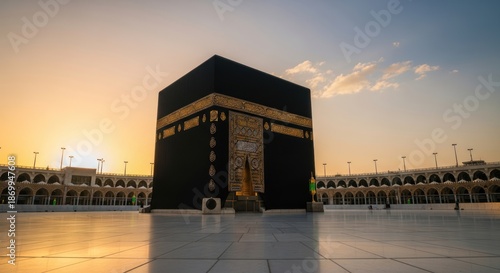 Kaaba at Sunset in Mecca.