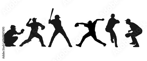 Dynamic Baseball Silhouettes Set – Perfect for Sports Enthusiasts and Designers