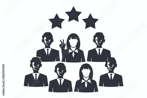 Silhouette Icon of User Group, Customer Base, or Social Community for Marketing and Demographics