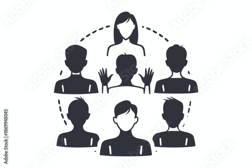 Silhouette Icon of User Group, Customer Base, or Social Community for Marketing and Demographics
