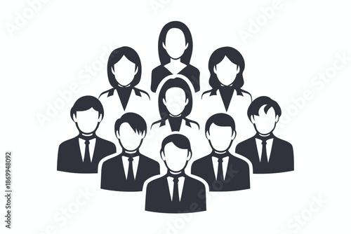 Silhouette Icon of User Group, Customer Base, or Social Community for Marketing and Demographics