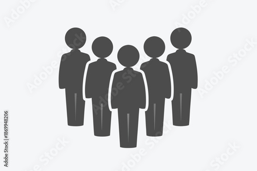 Silhouette Icon of User Group, Customer Base, or Social Community for Marketing and Demographics