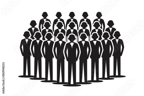 Silhouette Icon of User Group, Customer Base, or Social Community for Marketing and Demographics