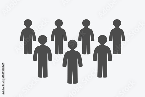 Silhouette Icon of User Group, Customer Base, or Social Community for Marketing and Demographics