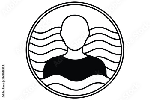 Abstract profile shape with integrated wave pattern, suggesting calm and personal journey