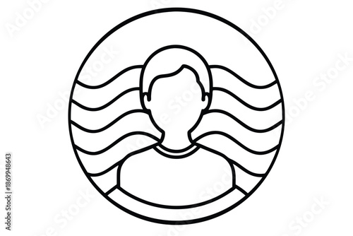 Elegant user profile silhouette with a subtle wave texture, conveying peace and mindfulness