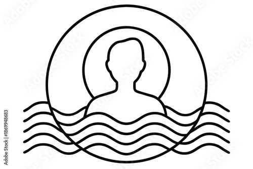 User icon with calming wave background, representing peace, relaxation, and personal space
