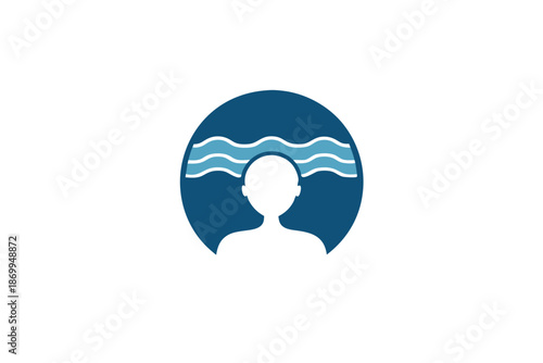 Modern User Profile Icon with Calming Wave Pattern - Abstract Digital Avatar for UI/UX Design