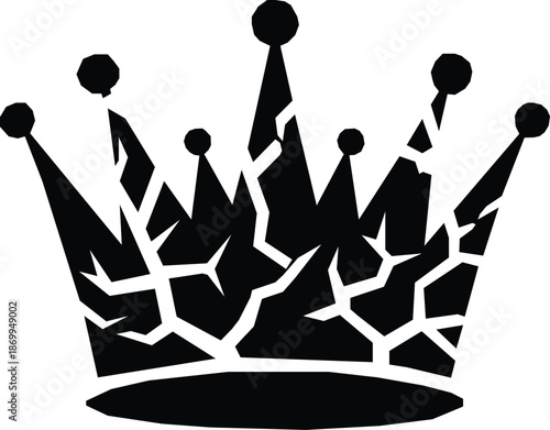 Cracked Crown Silhouette – Broken Royal Crown Vector Icon.