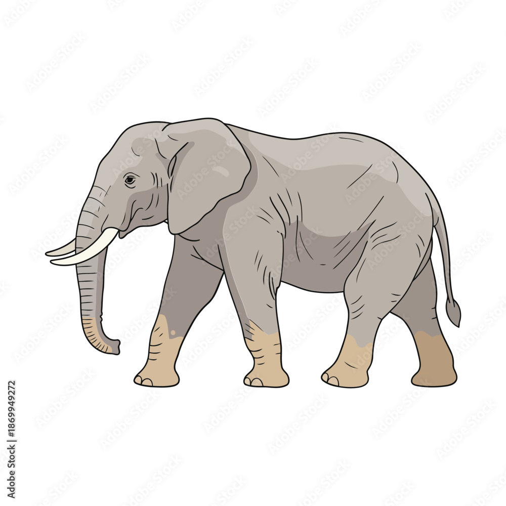Obraz premium Elephant Isolated Vector on White Background