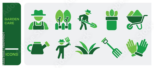 Set of garden care, gardener, vector icons