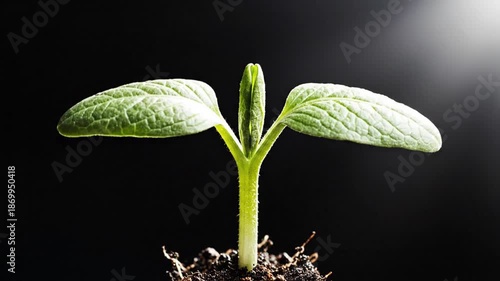 Wallpaper Mural New life emerging from dark soil, a tiny green sprout reaching for light. Torontodigital.ca